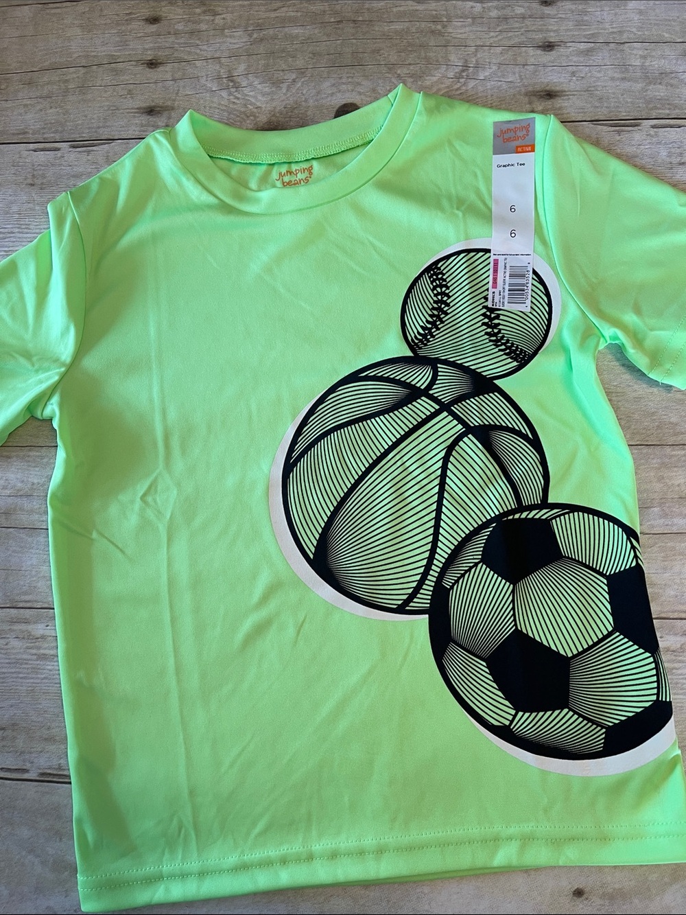 Boys Bright Lime Colored Short Sleeve Graphic Tee Size 6 NWT Lime&Black